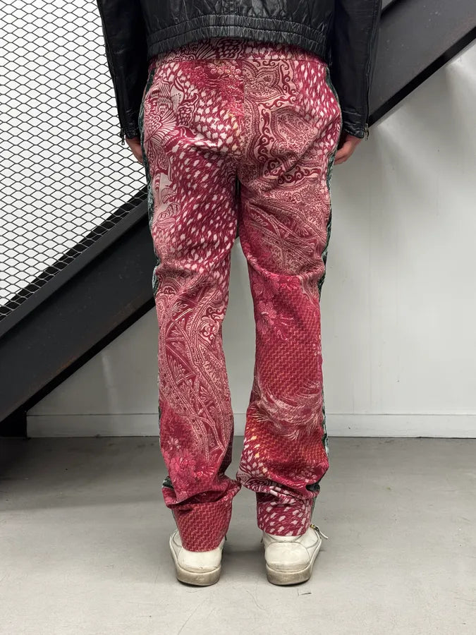 2000s Roberto Cavalli Beige & Red Paisley Floral Soft Pants HOZgAxU 1
