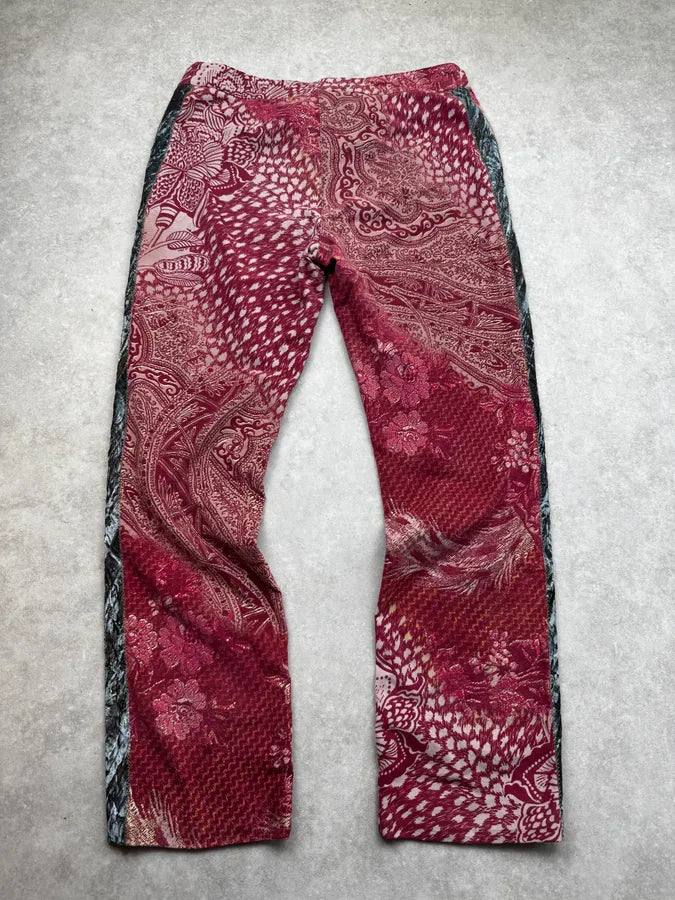 2000s Roberto Cavalli Beige & Red Paisley Floral Soft Pants HOZgAxU 4