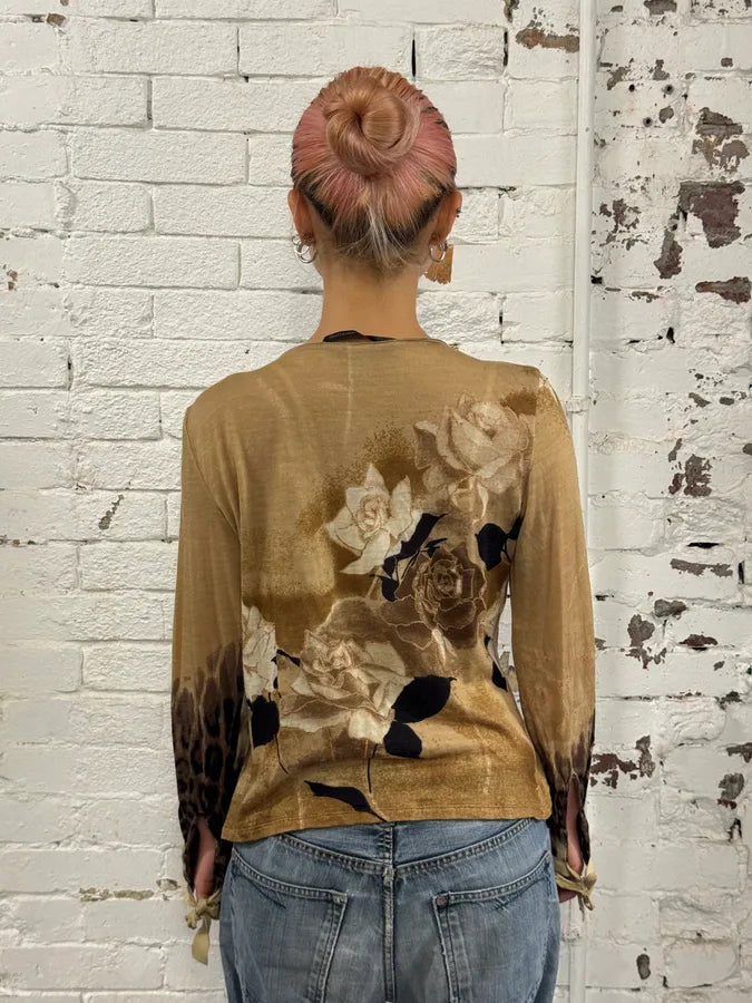 Roberto Cavalli Beige Brown Floral Leopard Cardigan aMTihsU 1