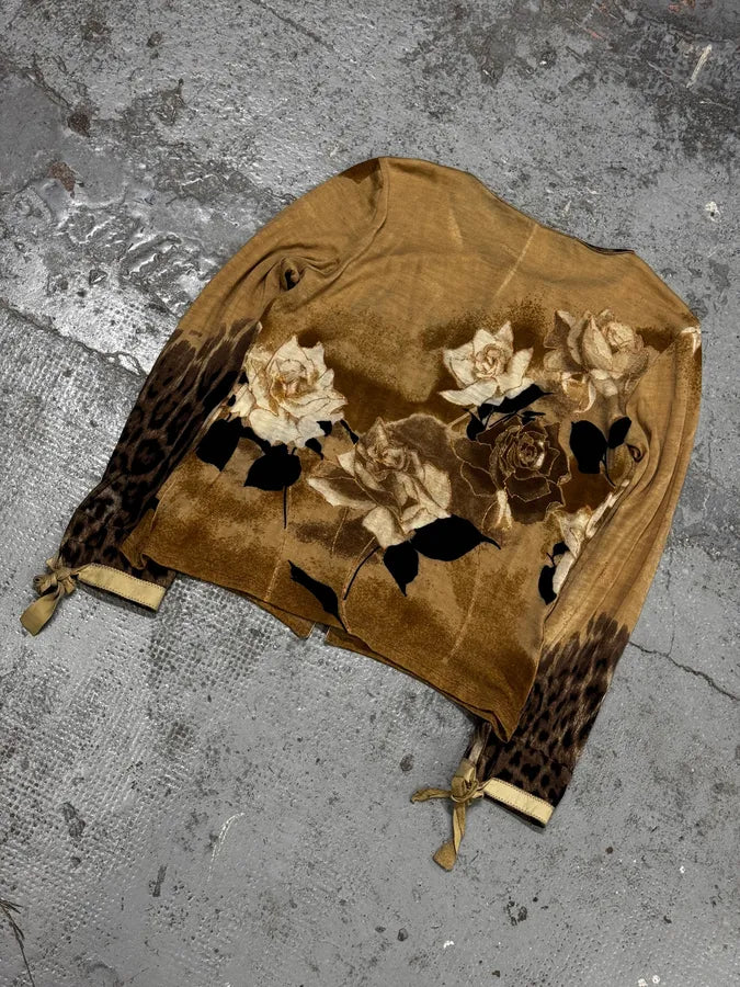Roberto Cavalli Beige Brown Floral Leopard Cardigan aMTihsU 5