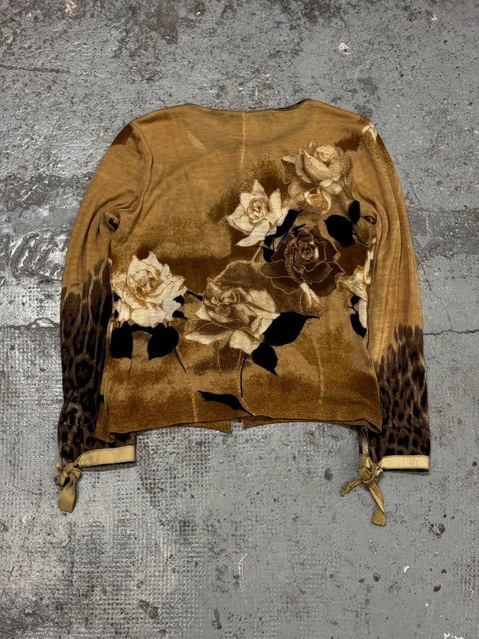 Roberto Cavalli Beige Brown Floral Leopard Cardigan aMTihsU 3