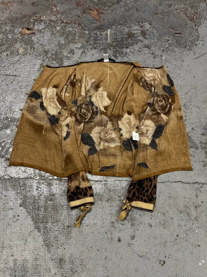 Roberto Cavalli Beige Brown Floral Leopard Cardigan aMTihsU 6