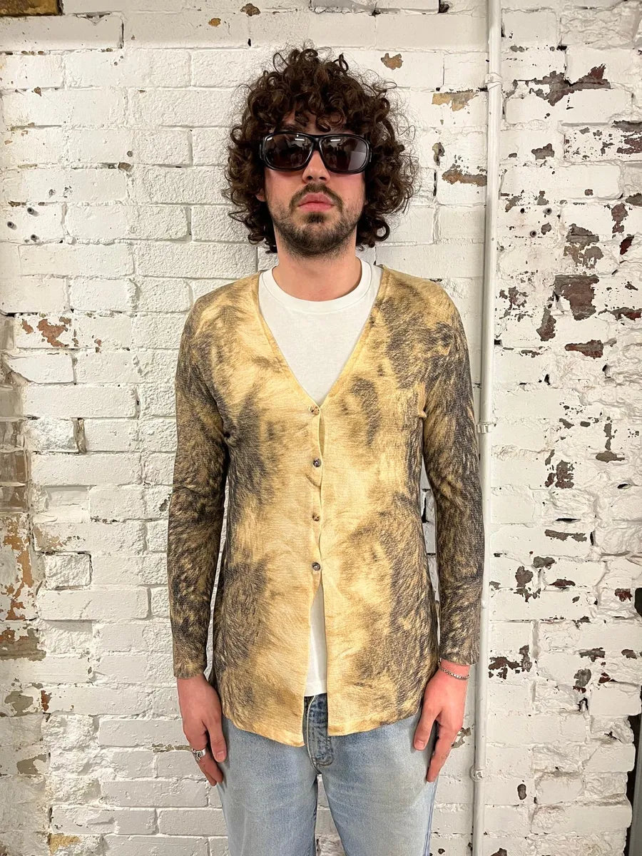 AW1999 Roberto Cavalli Beige Fur Effect Cardigan  mUqbtpj 1