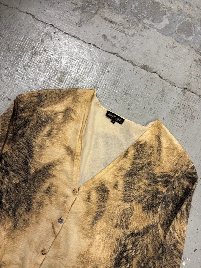 AW1999 Roberto Cavalli Beige Fur Effect Cardigan  mUqbtpj 3