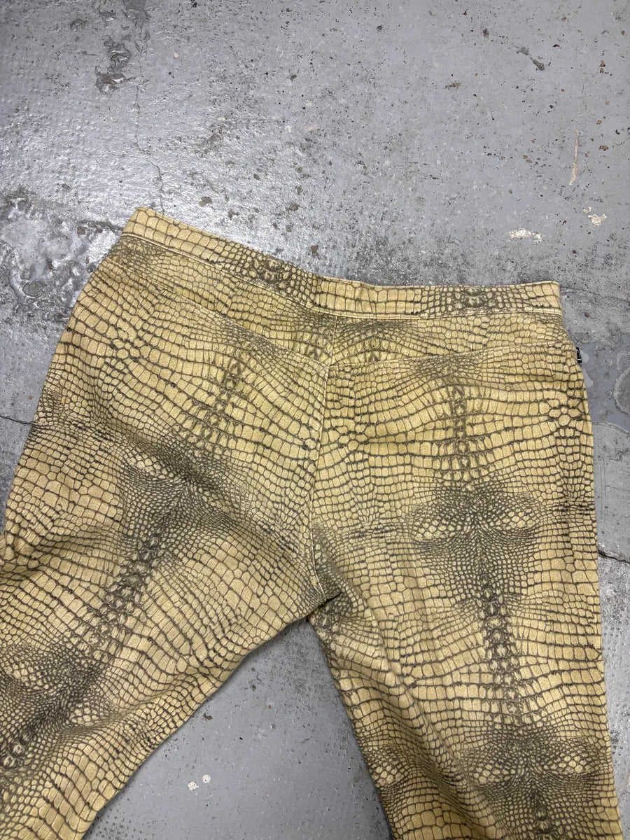 2000s Cavalli Beige Crocodile Effect Pants pUVcShR 6