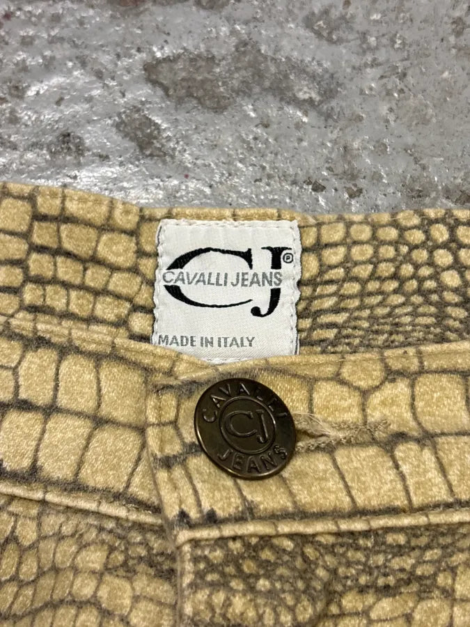 2000s Cavalli Beige Crocodile Effect Pants pUVcShR 10