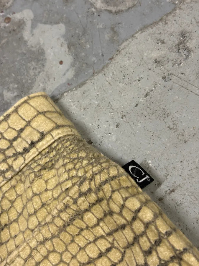 2000s Cavalli Beige Crocodile Effect Pants pUVcShR 7