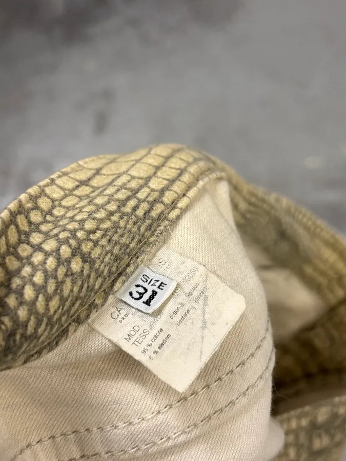 2000s Cavalli Beige Crocodile Effect Pants pUVcShR 9