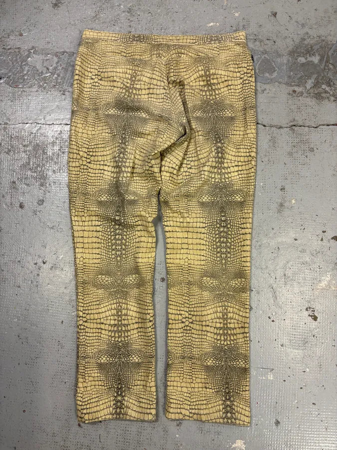 2000s Cavalli Beige Crocodile Effect Pants pUVcShR 5