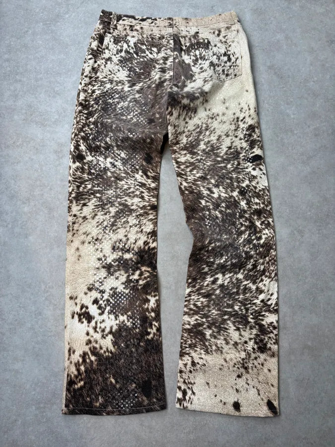 AW1999 Roberto Cavalli Beige & Brown Sequin Animal Fury Pants LFtwSMd 5