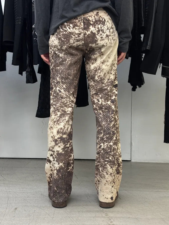 AW1999 Roberto Cavalli Beige & Brown Sequin Animal Fury Pants LFtwSMd 3