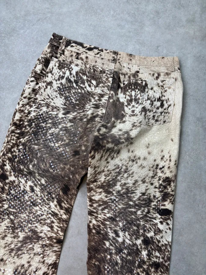 AW1999 Roberto Cavalli Beige & Brown Sequin Animal Fury Pants LFtwSMd 6