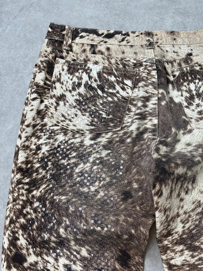 AW1999 Roberto Cavalli Beige & Brown Sequin Animal Fury Pants LFtwSMd 7