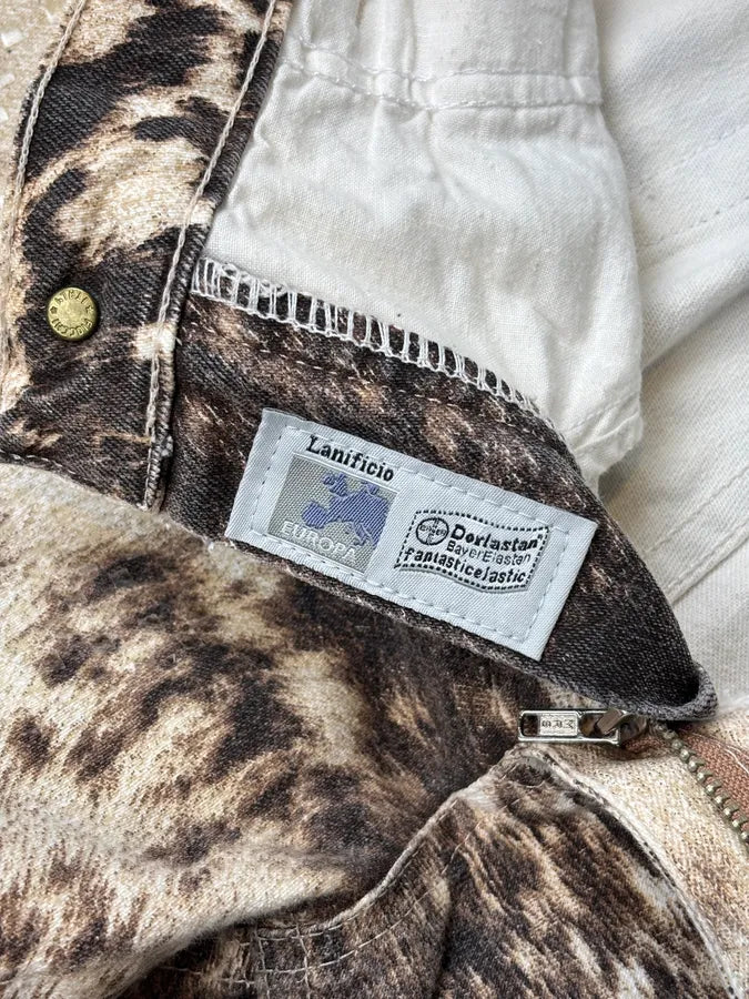 AW1999 Roberto Cavalli Beige & Brown Sequin Animal Fury Pants LFtwSMd 13