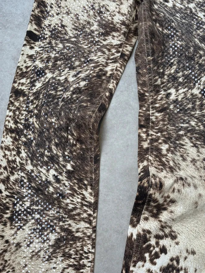 AW1999 Roberto Cavalli Beige & Brown Sequin Animal Fury Pants LFtwSMd 9