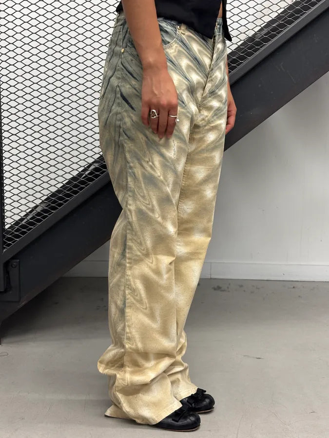 SS2001 Roberto Cavalli Beige Cotton Tie-Dye Jeans gTjnNKT 2