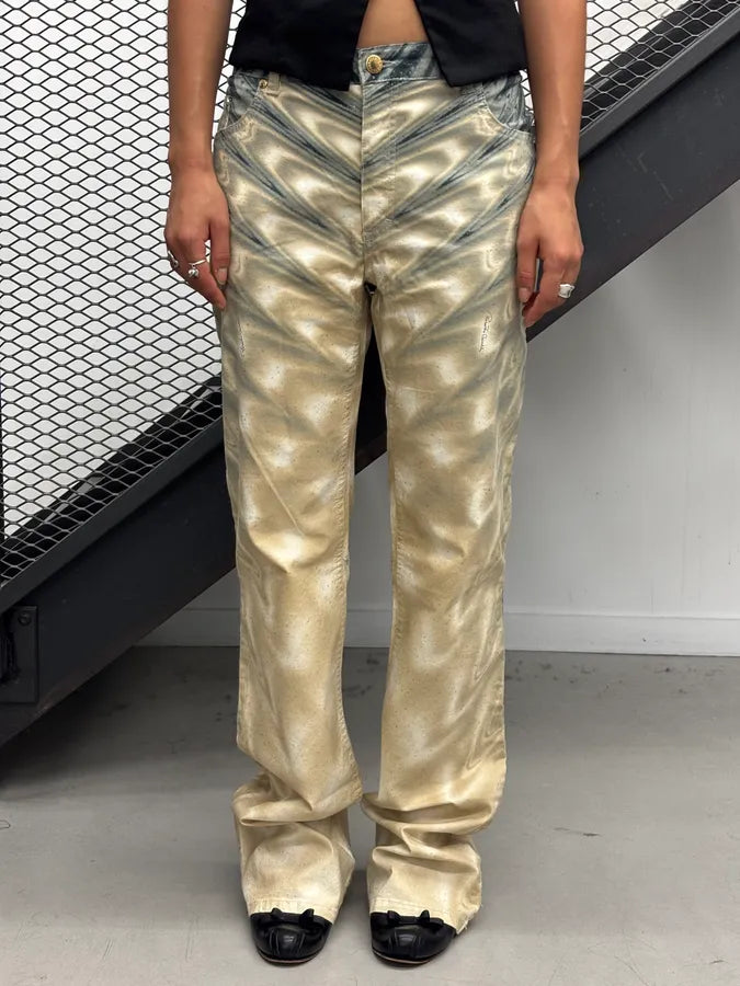SS2001 Roberto Cavalli Beige Cotton Tie-Dye Jeans gTjnNKT 1