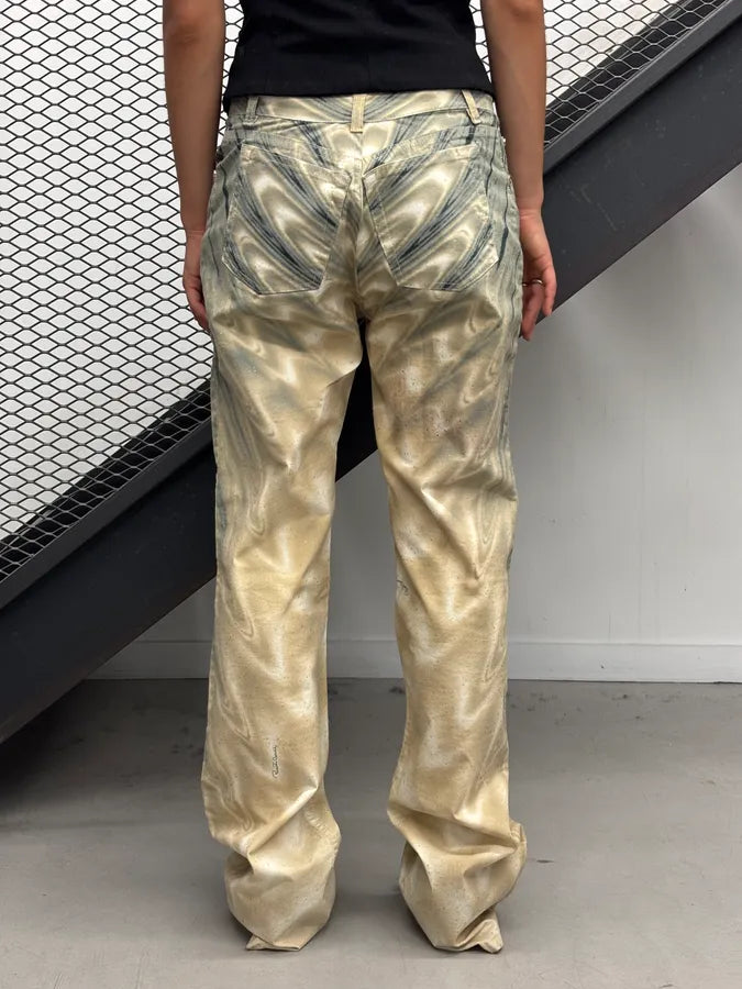 SS2001 Roberto Cavalli Beige Cotton Tie-Dye Jeans gTjnNKT 3