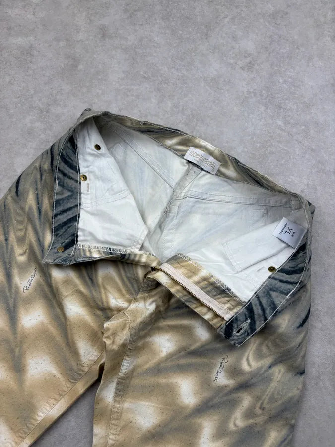 SS2001 Roberto Cavalli Beige Cotton Tie-Dye Jeans gTjnNKT 8
