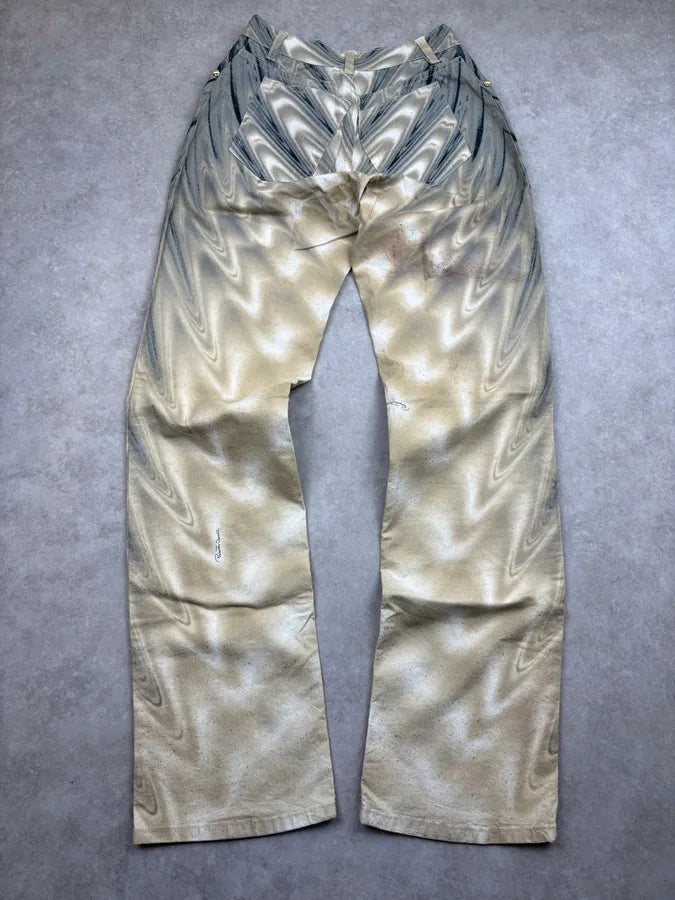 SS2001 Roberto Cavalli Beige Cotton Tie-Dye Jeans gTjnNKT 5