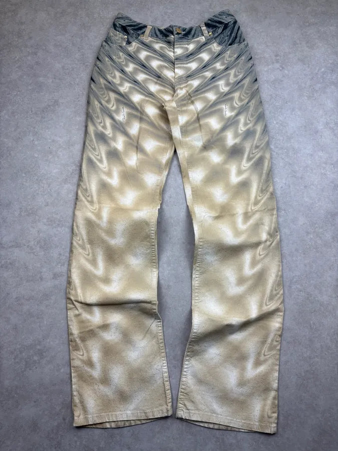 SS2001 Roberto Cavalli Beige Cotton Tie-Dye Jeans gTjnNKT 0
