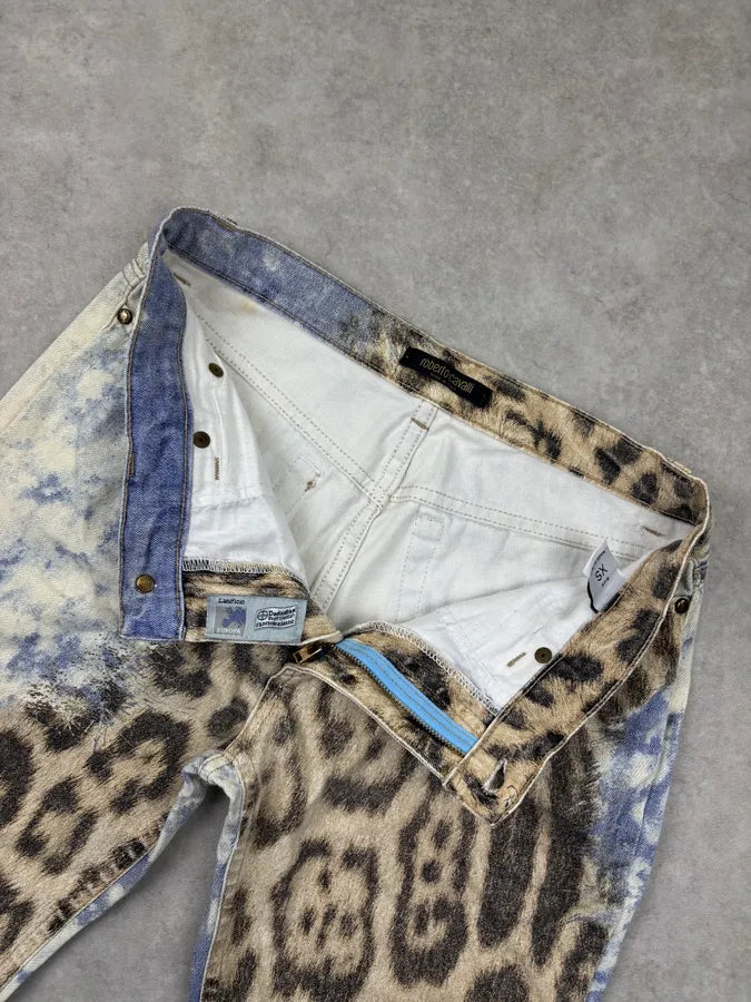 AW2001 Roberto Cavalli Beige Leopard Print Ocean Pants cRvhrIz 9
