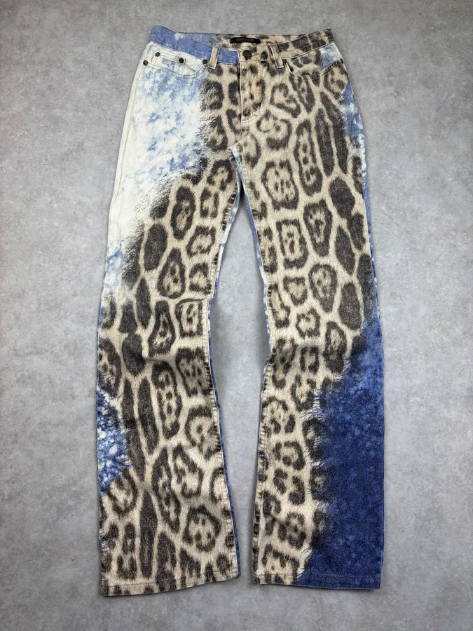 AW2001 Roberto Cavalli Beige Leopard Print Ocean Pants cRvhrIz 0