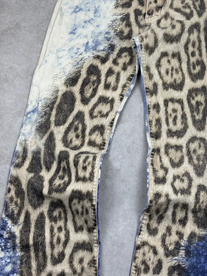 AW2001 Roberto Cavalli Beige Leopard Print Ocean Pants cRvhrIz 8