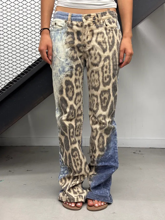 AW2001 Roberto Cavalli Beige Leopard Print Ocean Pants cRvhrIz 1