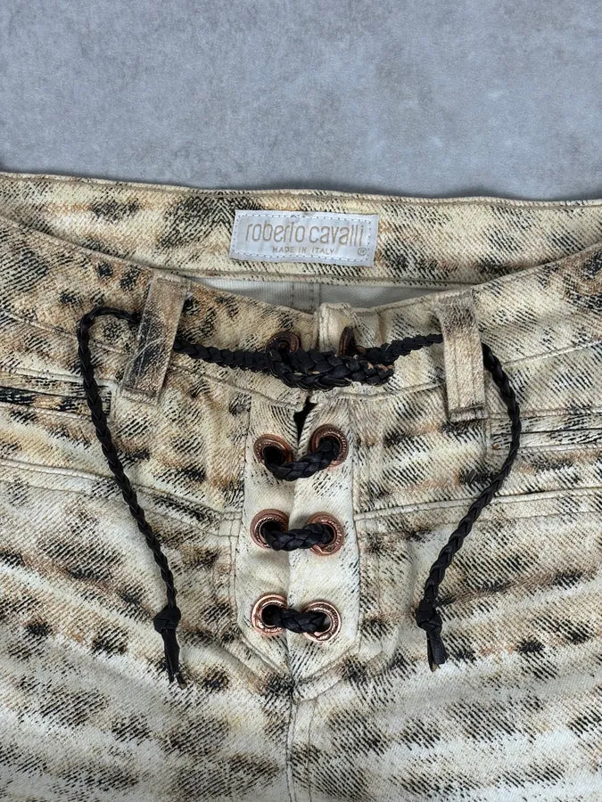 AW2001 Roberto Cavalli Beige Leopard Denim Jeans EfjaLAE 8