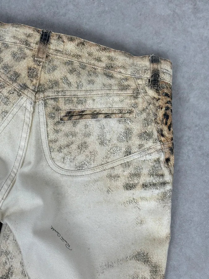 AW2001 Roberto Cavalli Beige Leopard Denim Jeans EfjaLAE 7