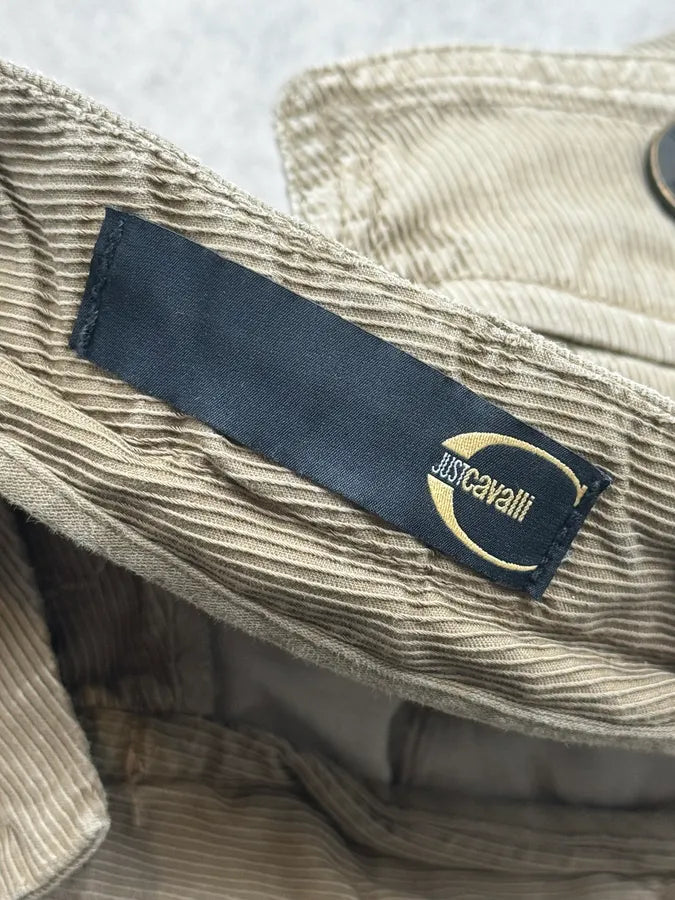 AW2006 Roberto Cavalli Beige Front Pocket Cargo Corduroy Pants WoYUIHp 8