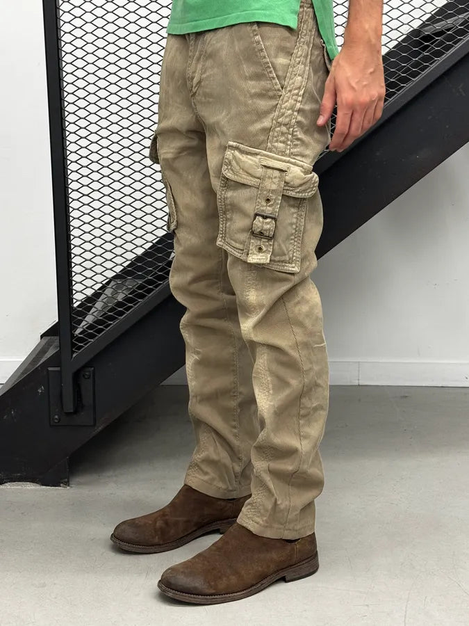 AW2006 Roberto Cavalli Beige Front Pocket Cargo Corduroy Pants WoYUIHp 3