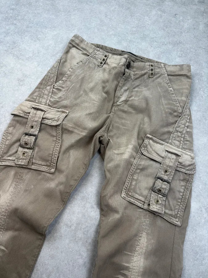 AW2006 Roberto Cavalli Beige Front Pocket Cargo Corduroy Pants WoYUIHp 5