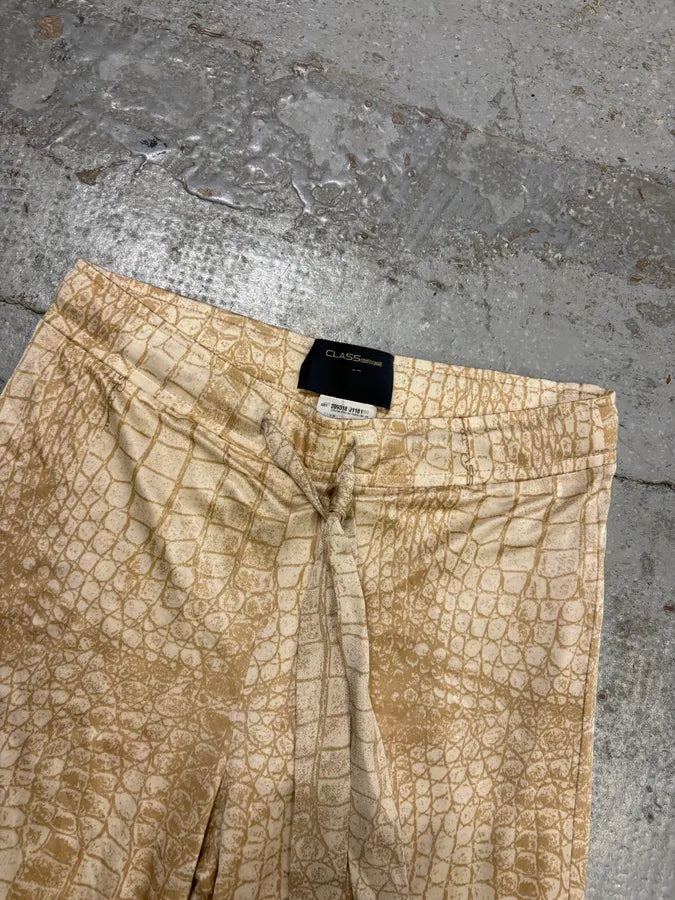 Roberto Cavalli Beige Jersey Crocodile Print Wide Leg Pants TvCqFMS 4