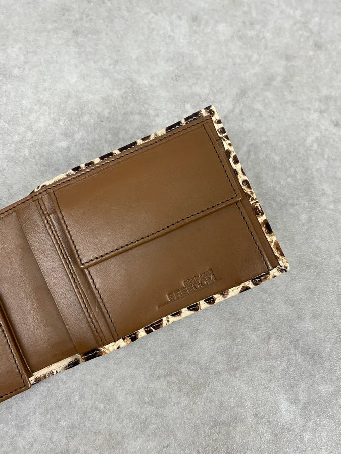 Roberto Cavalli Beige Crocodile Embossed Leather Bifold Wallet laSxJEX 5