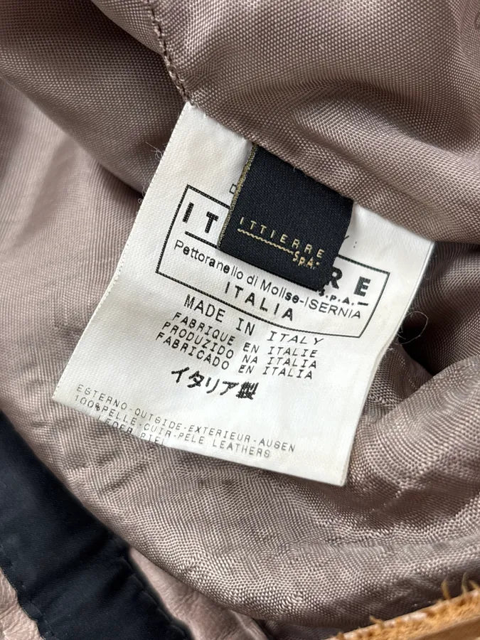 2000s Cavalli Beige Leather Distressed Cross-Stitch Pants TpwWpnX 12