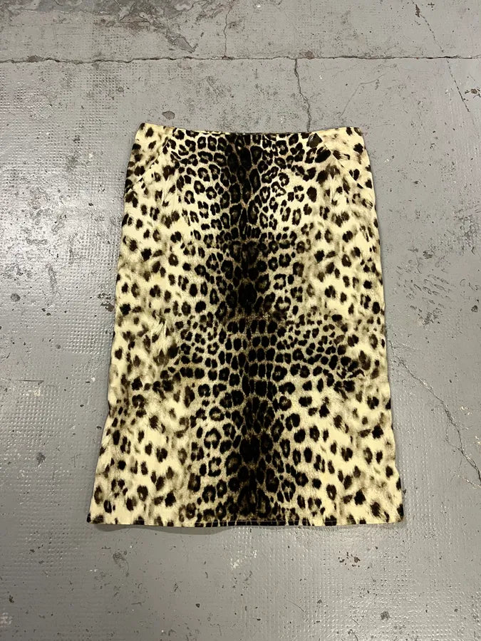 Roberto Cavalli Beige Leopard Print Midi Skirt eBmadxf 1