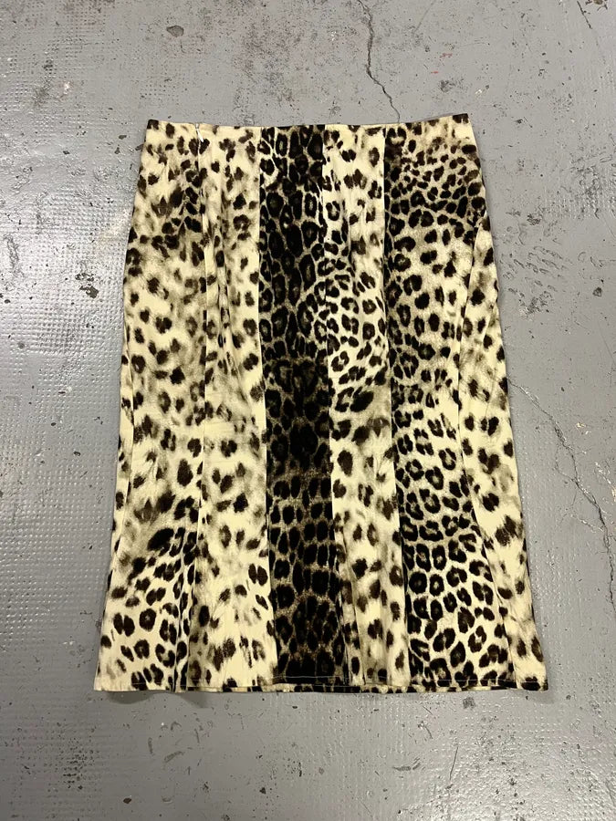 Roberto Cavalli Beige Leopard Print Midi Skirt eBmadxf 5