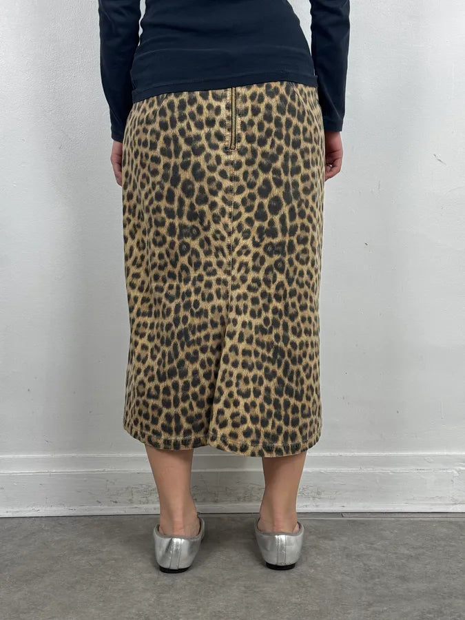 AW2005 Roberto Cavalli Beige Wool Blend Leopard Print Skirt jLBKaRI 3