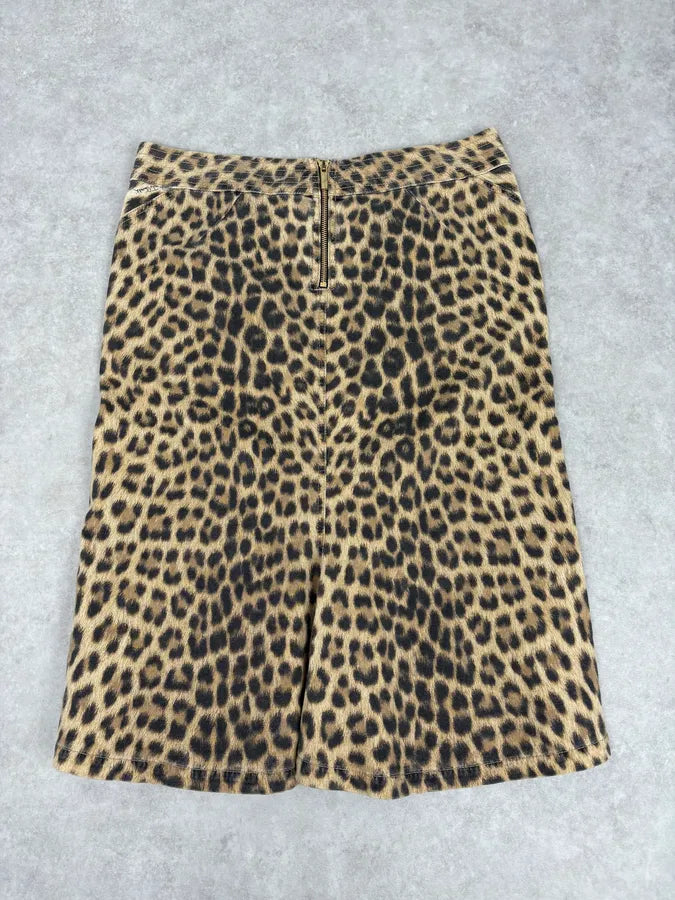 AW2005 Roberto Cavalli Beige Wool Blend Leopard Print Skirt jLBKaRI 5