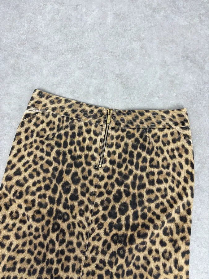 AW2005 Roberto Cavalli Beige Wool Blend Leopard Print Skirt jLBKaRI 6