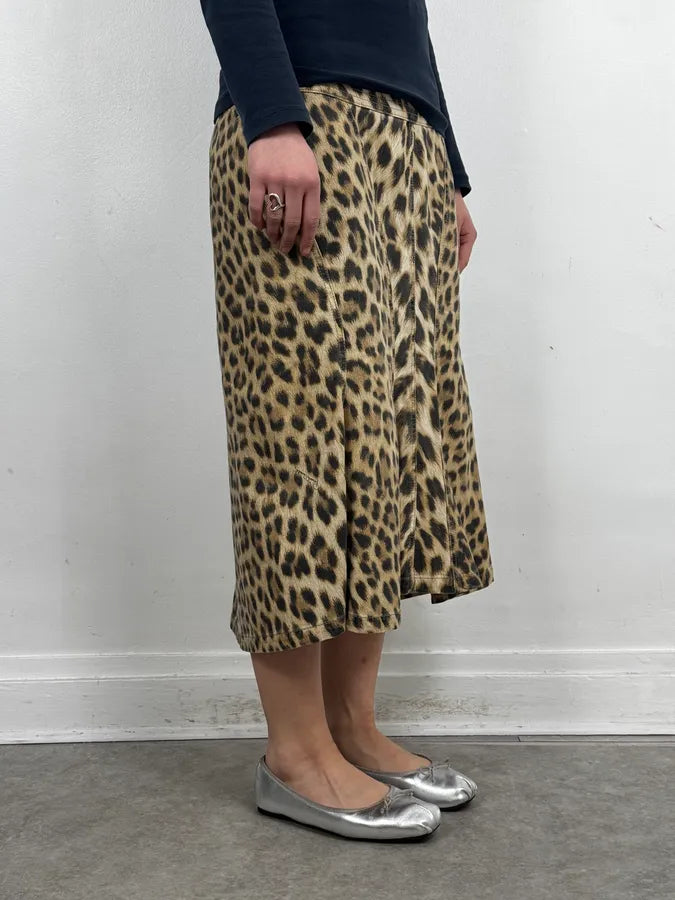 AW2005 Roberto Cavalli Beige Wool Blend Leopard Print Skirt jLBKaRI 2