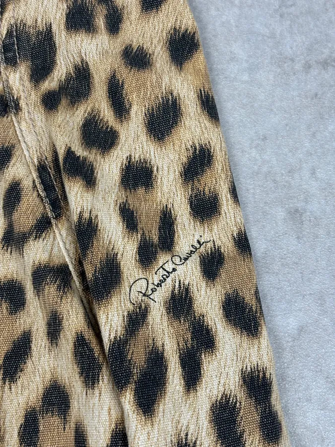 AW2005 Roberto Cavalli Beige Wool Blend Leopard Print Skirt jLBKaRI 9