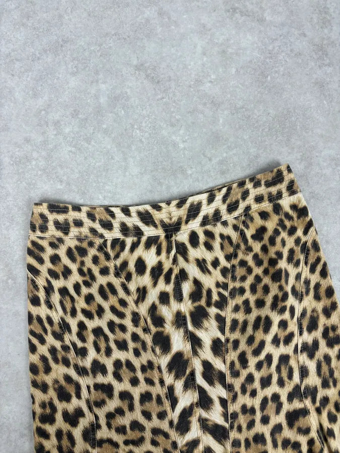 AW2005 Roberto Cavalli Beige Wool Blend Leopard Print Skirt jLBKaRI 4