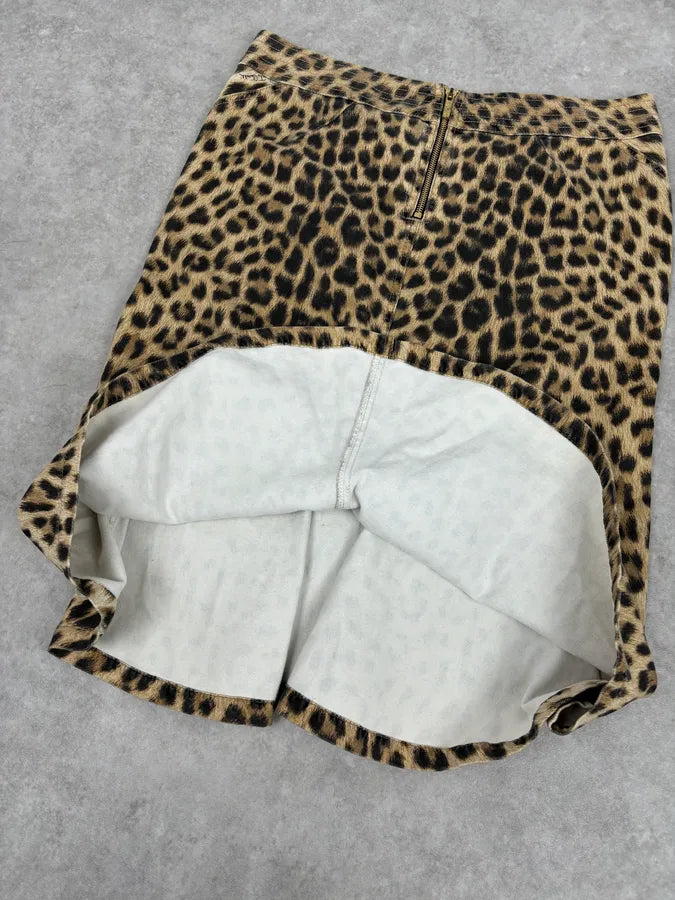 AW2005 Roberto Cavalli Beige Wool Blend Leopard Print Skirt jLBKaRI 11