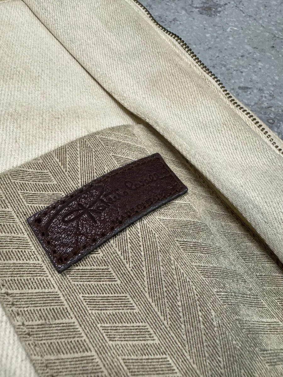 Roberto Cavalli Beige Lines Suede Leather Jacket aETbCrP 11