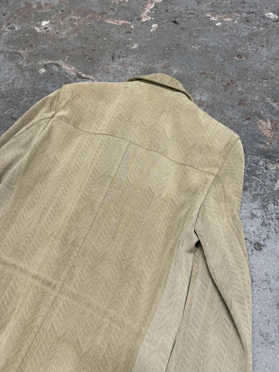 Roberto Cavalli Beige Lines Suede Leather Jacket aETbCrP 7