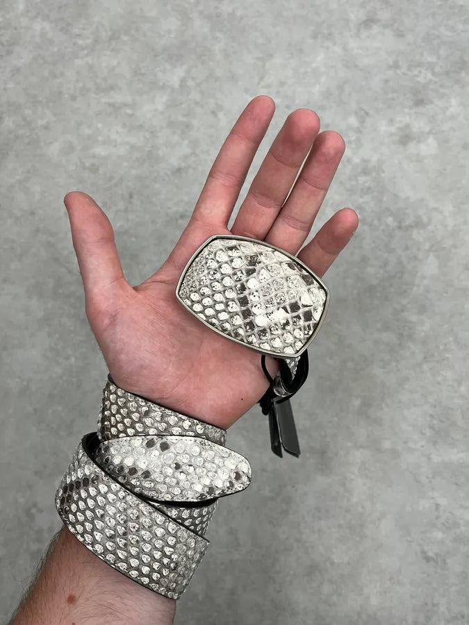 Roberto Cavalli Beige Python Leather Avant-Garde Belt FHOeJLg 1