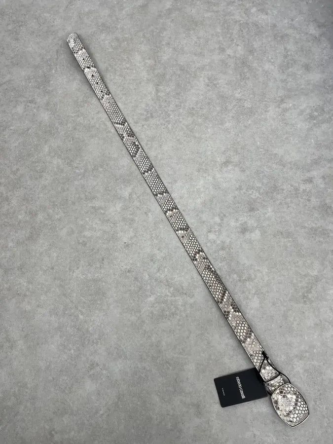 Roberto Cavalli Beige Python Leather Avant-Garde Belt FHOeJLg 6